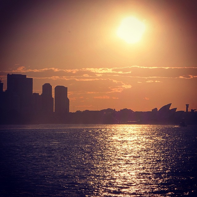 Sydney, NSW, Australia—Iconic silhouettes at sunset.