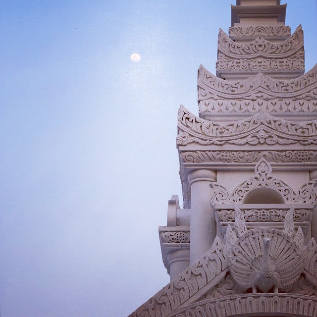Chiang Mai, Thailand—Moonrise over @dharadhevichiangmai. #travel